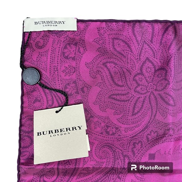 NWT Absolutely Stunning BURBERRY Silk Scarf Pink/Black- Size 27"x27" - Picture 4 of 14